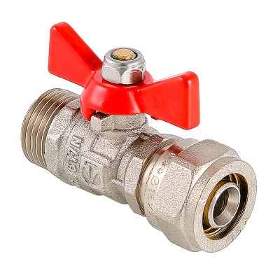 Кран шаровой VALTEC под обжим, рукоятка бабочка 16х1/2 нар. Кран шаровой VALTEC под обжим, рукоятка бабочка 16х1/2 нар.