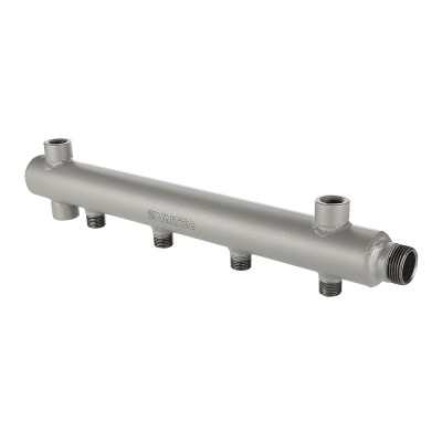 Этажный коллектор VALTEC из стали (труба ДУ-40), с межосевым расстоянием выходов 100мм, 1 х 5 выходов 1/2 НР Этажный коллектор VALTEC из стали (труба ДУ-40), с межосевым расстоянием выходов 100мм, 1 х 5 выходов 1/2 НР