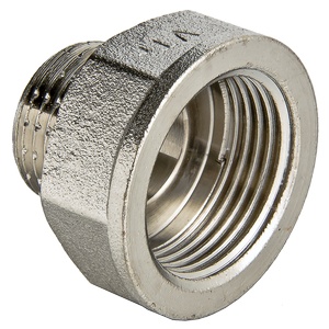 Переходник VALTEC 1/2 х 3/8 внутренняя-наружная резьба, никелированная латунь Переходник VALTEC 1/2 х 3/8 внутренняя-наружная резьба, никелированная латунь
