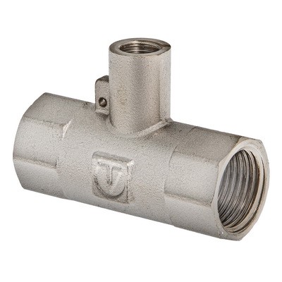 Тройник VALTEC для подключения датчика температуры 1/2 х M10 х 1/2 внутренняя, никелированная латунь Тройник VALTEC для подключения датчика температуры 1/2 х M10 х 1/2 внутренняя, никелированная латунь
