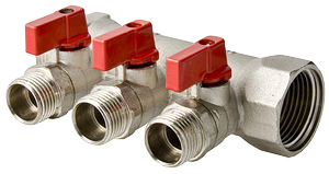 Коллектор VALTEC с отсекающими кранами, 1х3 вых. 1/2 нар. Коллектор VALTEC с отсекающими кранами, 1х3 вых. 1/2 нар.