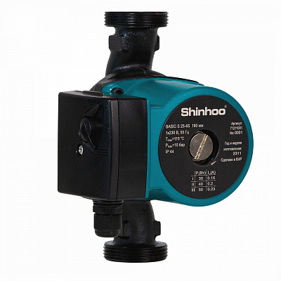 Циркуляционный насосы Shinhoo BASIC S 25-4S 180 1x230V Циркуляционный насосы Shinhoo BASIC S 25-4S 180 1x230V