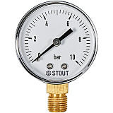 Манометр Stout радиальный, Dn 50 мм 1/4 , 0...10 бар, кл.2.5