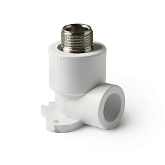 Угольник полипропиленовый PRO AQUA PP-R с креплением НР белый (25-1/2), арт.PA28112P