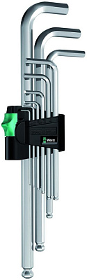 Г-образный ключ WERA 950/7 PKL Hex-Plus 1 хром, с шаром, 7 пр., 1.5/2/2.5/3/4/5/6 мм