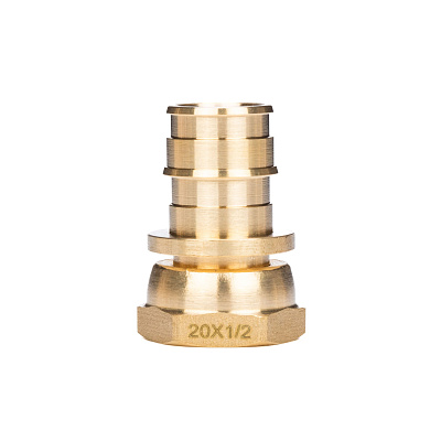 Штуцер Usystems с накидной гайкой латунный для труб PE-Xa 20-G1/2НГ, тип 1