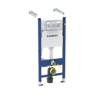 Инсталляция Geberit Duofix для подвесного унитаза Geberit, 112 см, со смывным бачком скрытого монтажа Delta 12 см, смывная клавиша Delta01, round (458.149.21.2)
