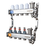 Коллекторная группа VALTEC НЕРЖ с регул. клап. и расх., 1х11 вых. Евроконус 3/4