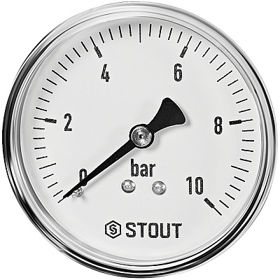 Манометр Stout аксиальный, Dn 63 мм 1/4 , 0...10 бар, кл.2.5