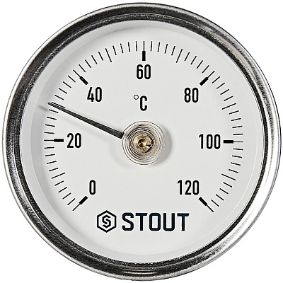 Термометр Stout биметаллический накладной с пружиной, Dn 63 мм, 0...120С, 1 -2 Термометр Stout биметаллический накладной с пружиной, Dn 63 мм, 0...120С, 1 -2