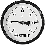 Термометр Stout биметаллический с погружной гильзой 75 мм, Dn 63 мм, 1/2 , 0...120С