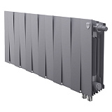 Биметаллический секционный радиатор отопления Royal Thermo PianoForte Silver Satin 300 / 12 секций нижнее правое подключение