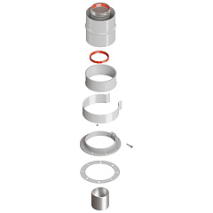 Адаптер вертикальный Rommer коакс. 60/100 (Bosch, Buderus, Navien S/C/E, Baxi ECO Nova/Classic, Baltur, Лемакс, Fondital) в комплекте фланец