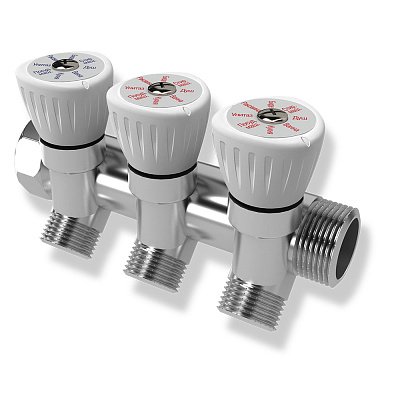 Коллектор Royal Thermo с регулировочными вентилями 3/4x1/2 с 3 контурами Коллектор Royal Thermo с регулировочными вентилями 3/4x1/2 с 3 контурами