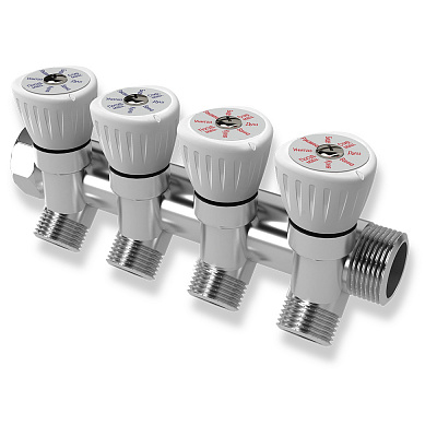 Коллектор Royal Thermo с регулировочными вентилями 3/4x1/2 с 4 контурами Коллектор Royal Thermo с регулировочными вентилями 3/4x1/2 с 4 контурами