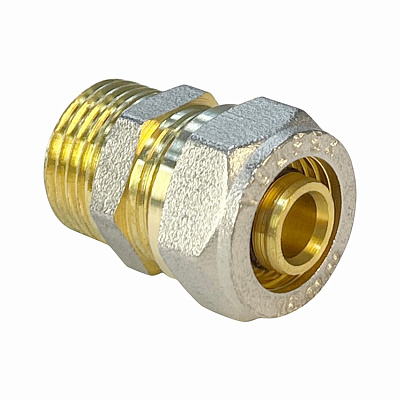 Соединитель Valfex для труб PE-RT/Al/PE-RT, обжимной с переходом на НР 20 x 1/2 дюйма Соединитель Valfex для труб PE-RT/Al/PE-RT, обжимной с переходом на НР 20 x 1/2 дюйма