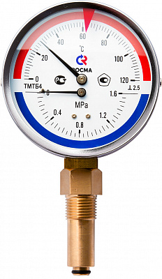 Термоманометр Росма ТМТБ-41Р Dy 100 с нижним подключением 1/2, 10 бар 0-150* Термоманометр Росма ТМТБ-41Р Dy 100 с нижним подключением 1/2, 10 бар 0-150*