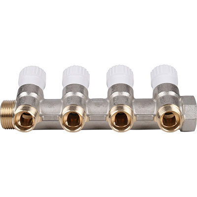 Коллектор Stout с регулировочными вентилями 3/4x1/2 с 4 отводами, SMB 6851 341204