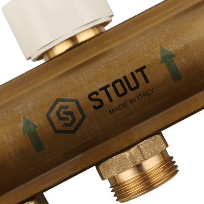 Коллектор Stout распределительный из латуни с расходомерами 1/3/4x5, SMB 0473 000005