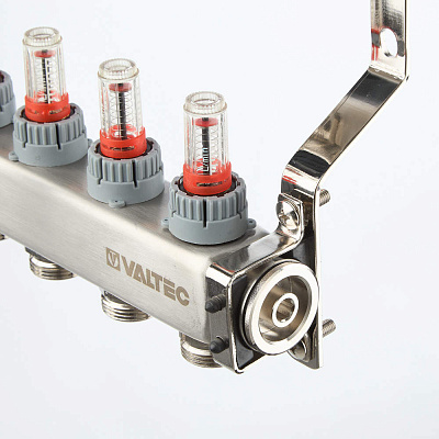Коллекторная группа VALTEC из нержавеющей стали с регул. клап. и расх., 1х2 вых. Евроконус 3/4 (без сервис. гр.) (VTc.579.EMN.0602)