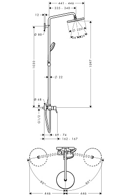 Душевая колонна Hansgrohe Croma 220 Showerpipe 27222000