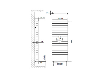 Биметаллический секционный радиатор отопления Royal Thermo PianoForte Tower Silver Satin 500 / 18 секций