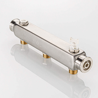 Коллектор VALTEC SQ из нержавеющей стали, шаг 100 мм 1x1/2x2 (VTc.510.SQ.060402)
